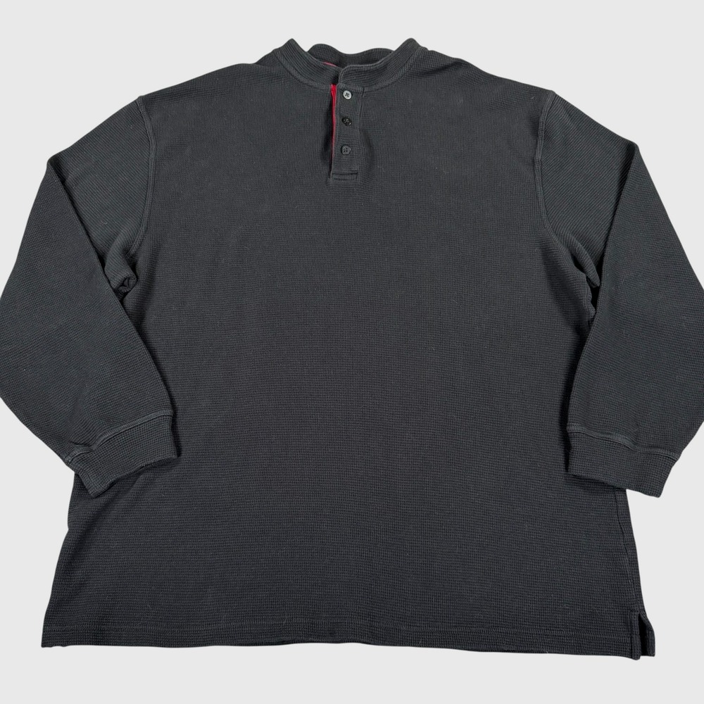Pendleton Henley Shirt Mens XXL Black Good Waffle Knit Cotton Long Sleeve